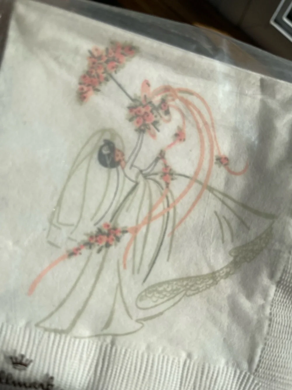 Vtg Hallmark 60s/70s Bridal Shower Paper Napkins 20 NIP MCM Bride & Umbrella